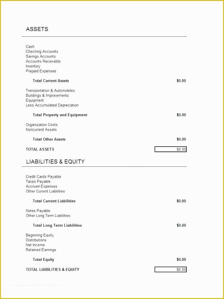 Free Balance Sheet Template for Small Business Of Balance Sheet Template for Small Business Small Business