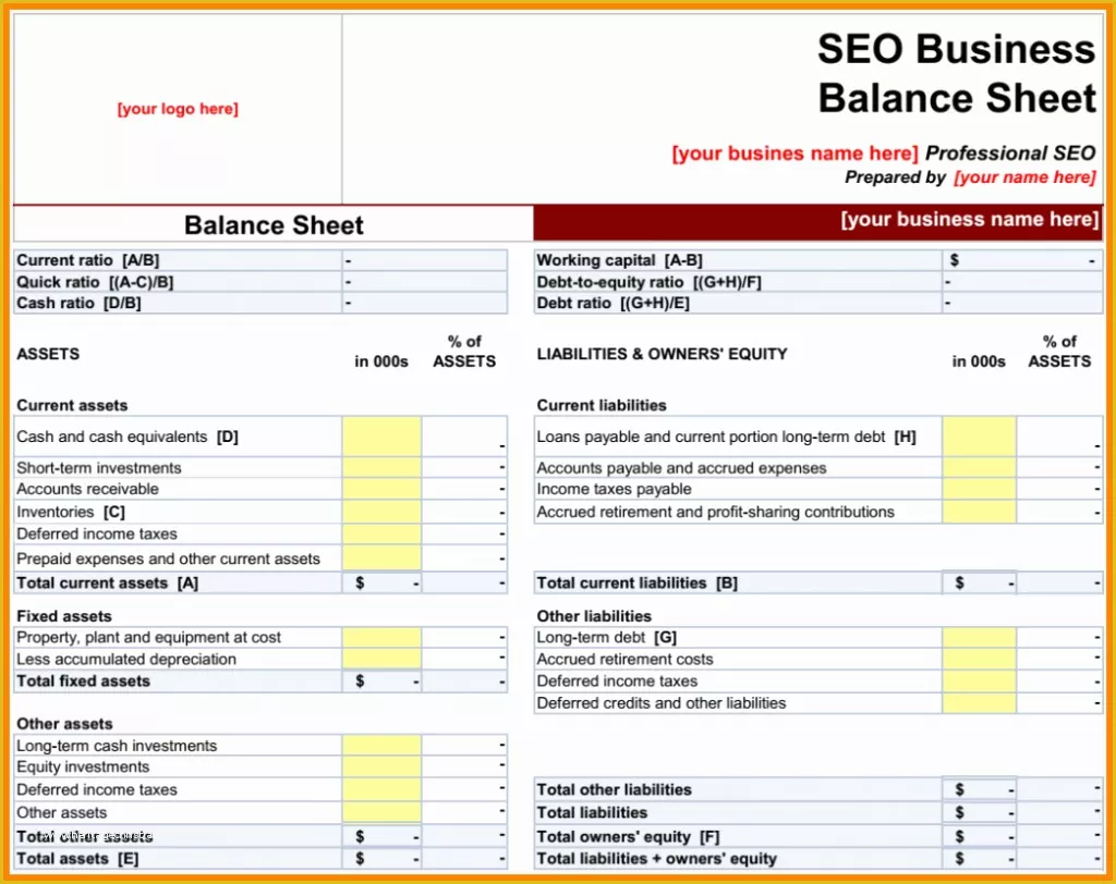 Free Balance Sheet Template for Small Business Of Ps Balance Sheet