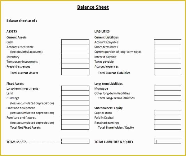 53 Free Balance Sheet Template for Small Business