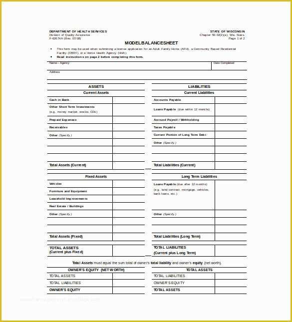 Free Balance Sheet Template Of Balance Sheet Templates 18 Free Word Excel Pdf