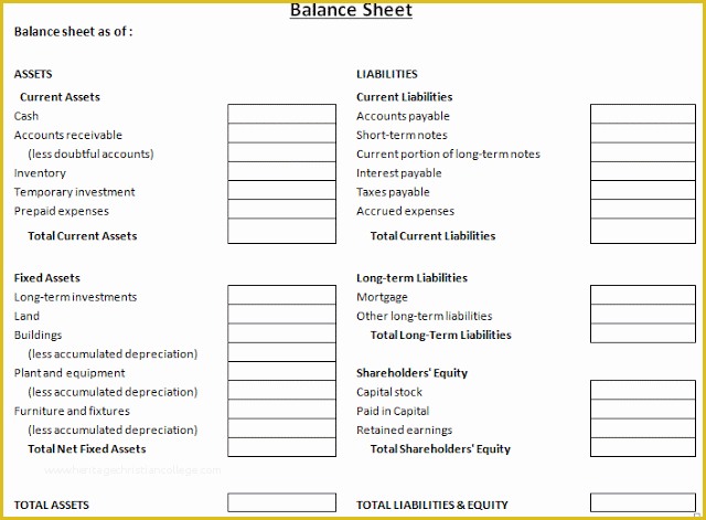 Free Balance Sheet Template Of Monthly Balance Sheet Excel Template