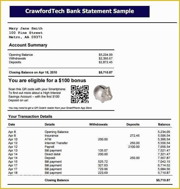 Free Bank Statement Template Excel Of 9 Free Bank Statement Templates Word Excel Sheet Pdf