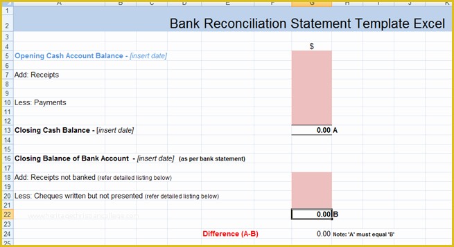 Free Bank Statement Template Excel Of Bank Reconciliation Statement Excel Template Xls