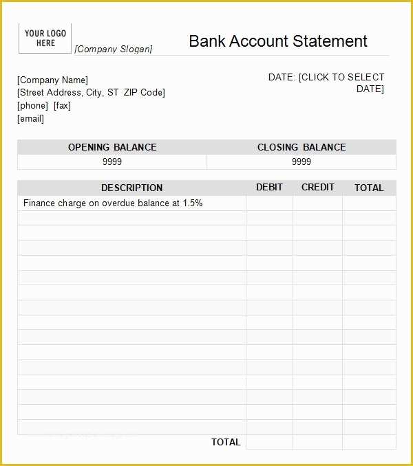Free Bank Statement Template Excel Of Bank Statement Template