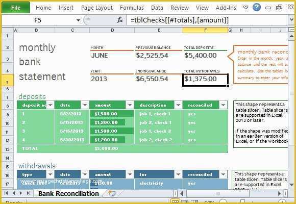 Free Bank Statement Template Excel Of Monthly Bank Reconciliation Template for Excel