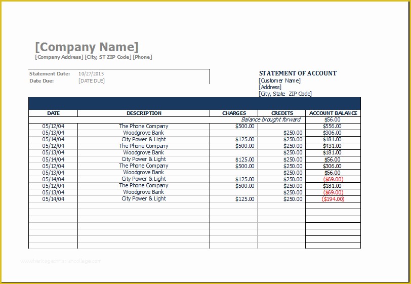 Free Bank Statement Template Excel Of Statement Of Account Template at