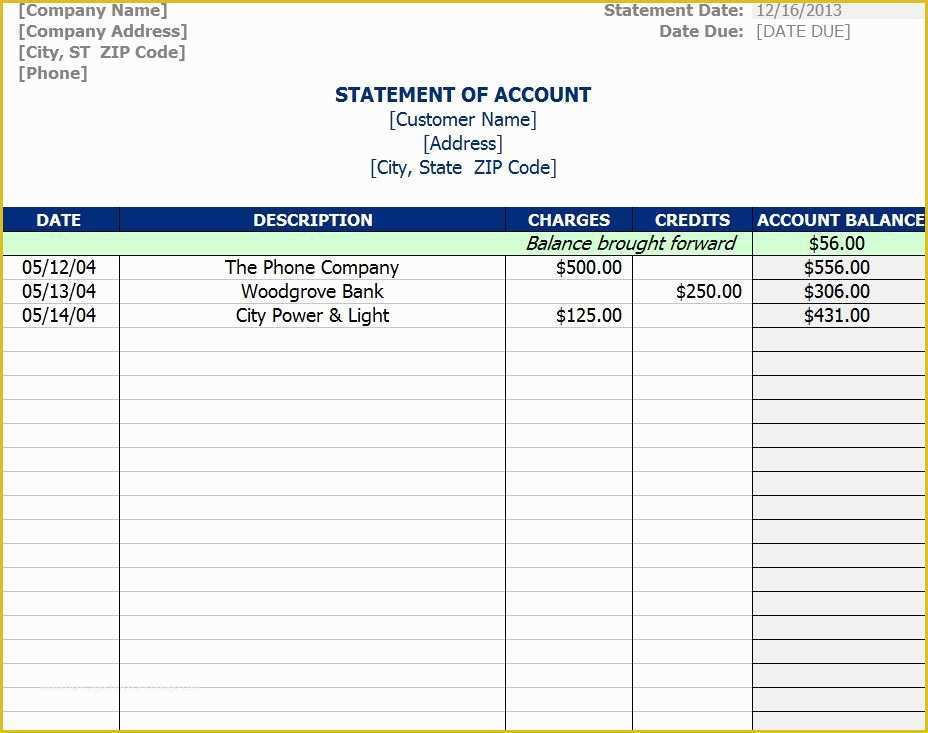 Free Bank Statement Template Excel Of Statement Of Account Template