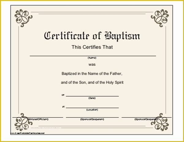 Free Baptism Certificate Template Word Of 20 Church Certificate Templates Free Printable Sample Designs