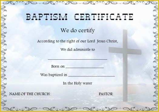 Free Baptism Certificate Template Word Of 30 Baptism Certificate Templates Free Samples Word