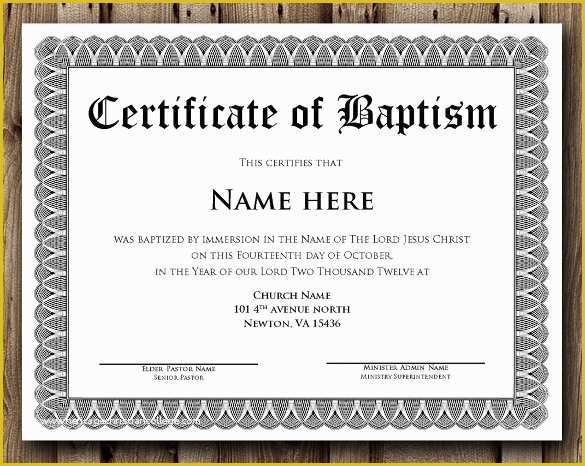 Free Baptism Certificate Template Word Of 36 Word Certificate Templates
