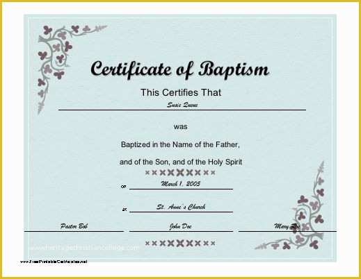 Free Baptism Certificate Template Word Of A Baptismal Certificate with A Script Font and Subtle