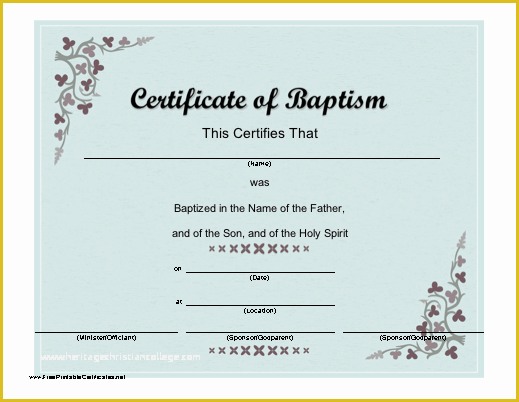 Free Baptism Certificate Template Word Of A Baptismal Certificate with A Script Font and Subtle