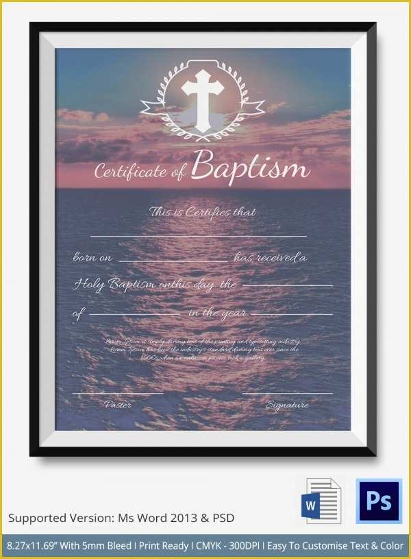 Free Baptism Certificate Template Word Of Baptism Certificate 12 Free Word Pdf Documents