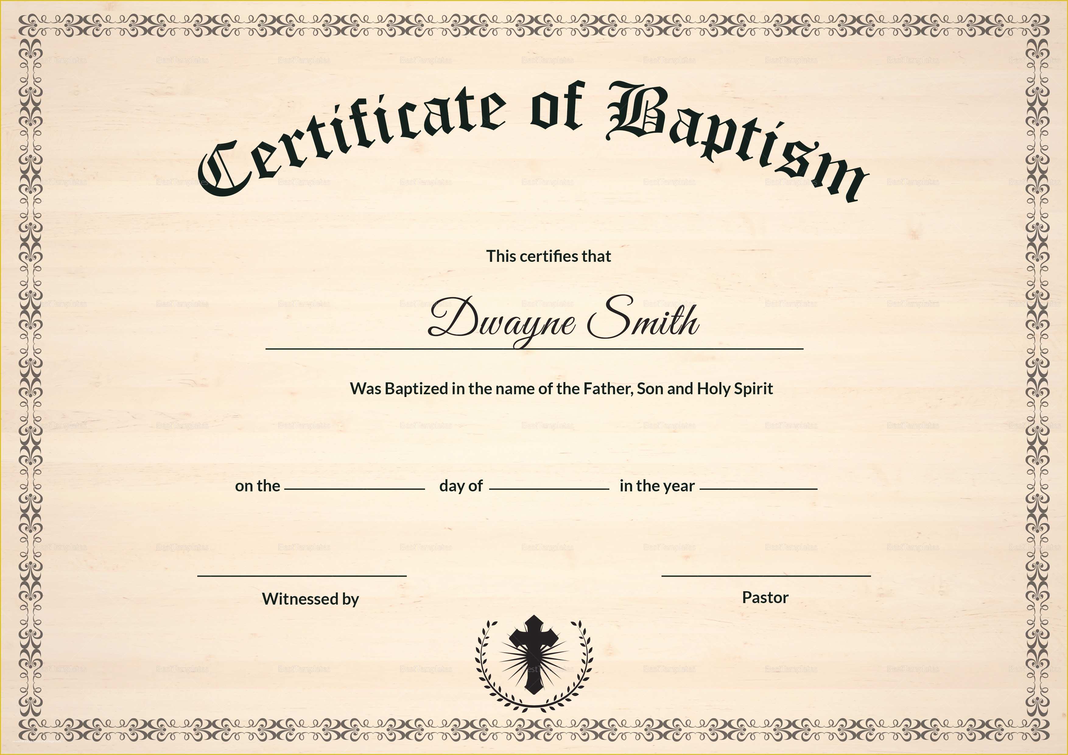 Free Baptism Certificate Template Word Of Baptism Certificate Design Template In Psd Word