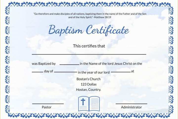 Free Baptism Certificate Template Word Of Editable Baptism Certificate Template In Adobe Shop