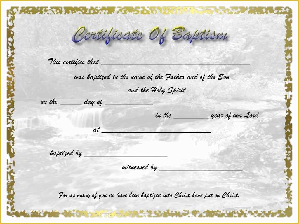 Free Baptism Certificate Template Word Of Free Baptism Certificate