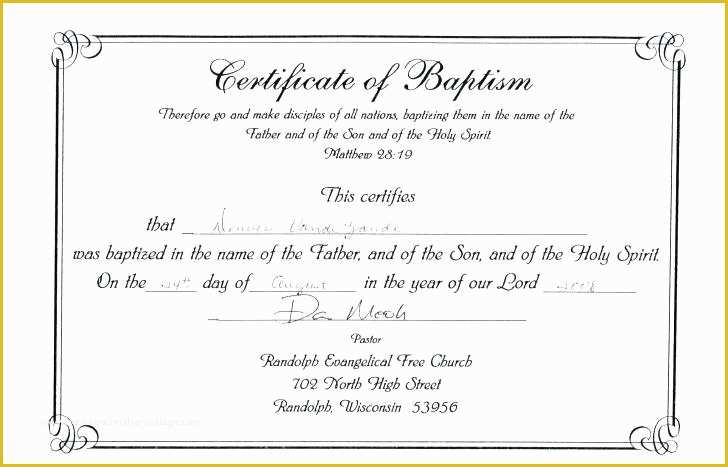 Free Baptism Certificate Template Word Of Free Editable Certificate Templates for Word
