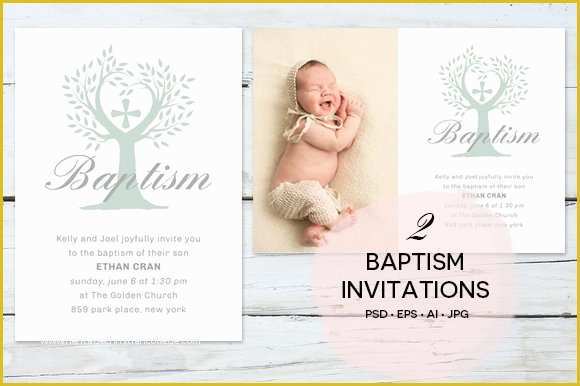 Free Baptism Invitation Templates Of 2 Baptism Invitations Invitation Templates Creative Market