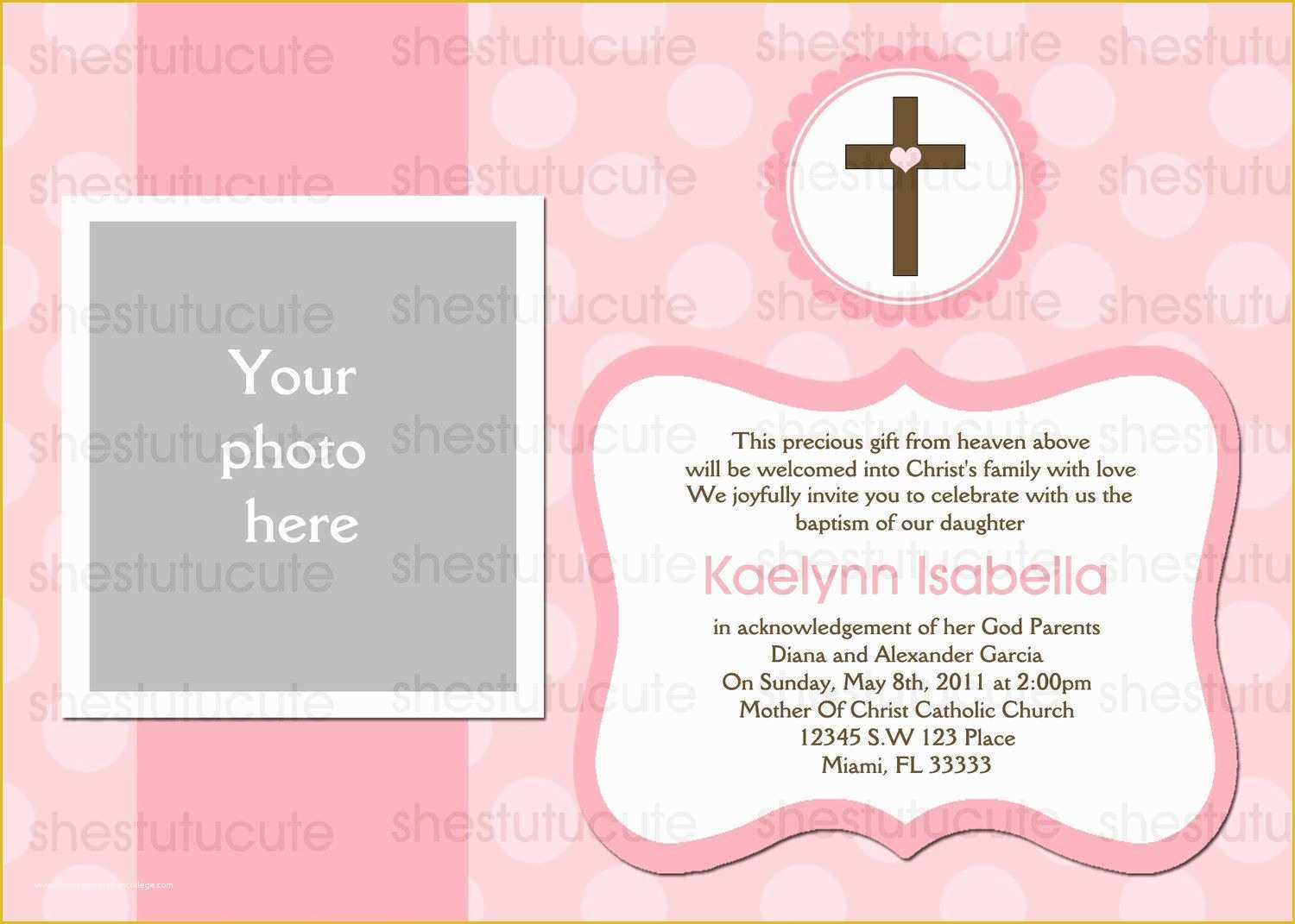 Free Baptism Invitation Templates Of Girls Baptism Invitations Digital File by Shestutucutebtq