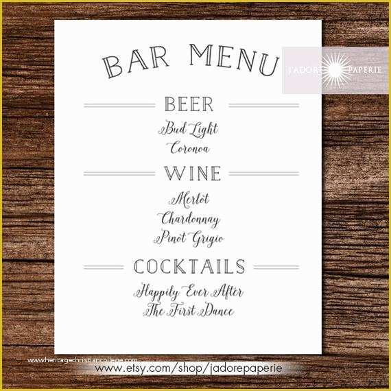 Free Bar Menu Templates for Word Of Items Similar to Bar Menu Liquor Menu Cocktail Menu