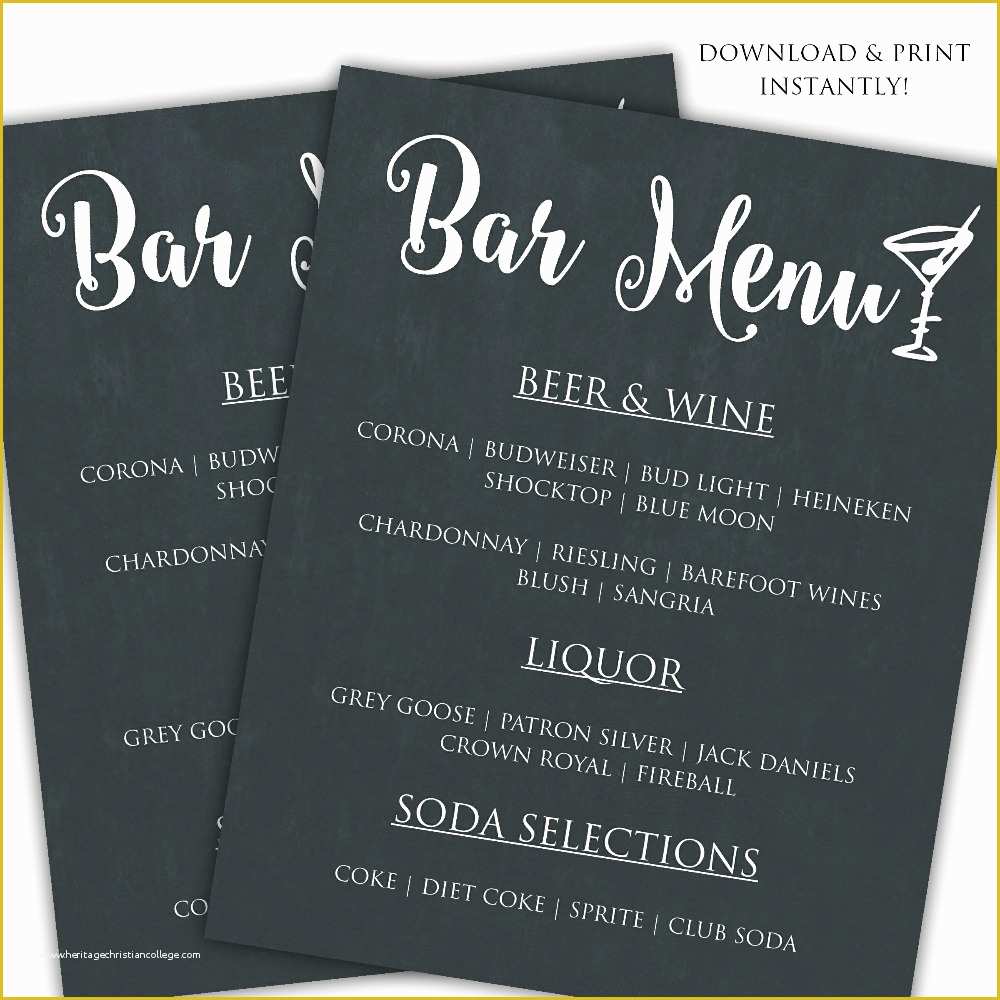 Free Bar Menu Templates for Word Of Printable Diy Bar Menu Template Posh Pixel Boutique