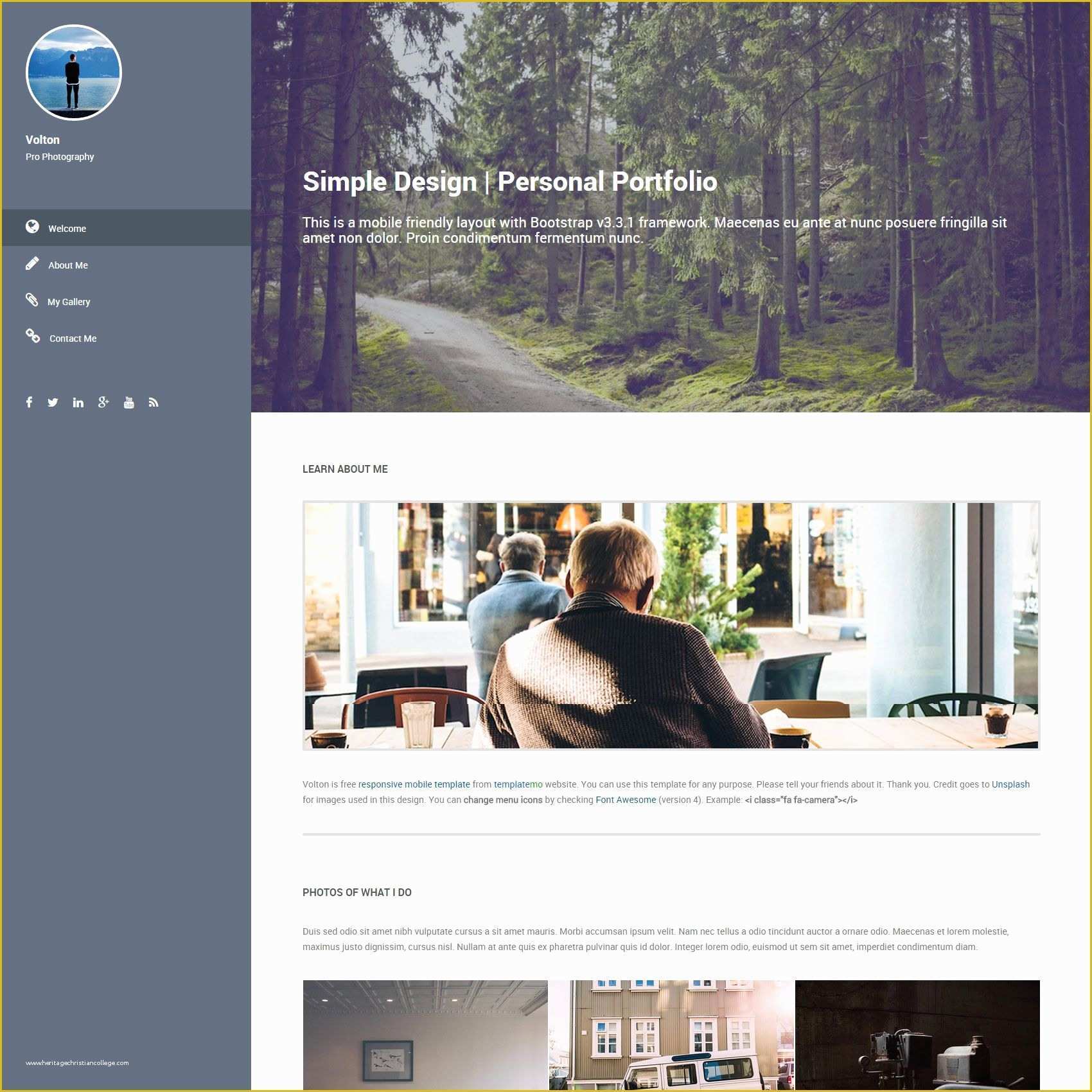 Free Bar Website Template Of Volton is Simple Personal Portfolio Template with Vertical