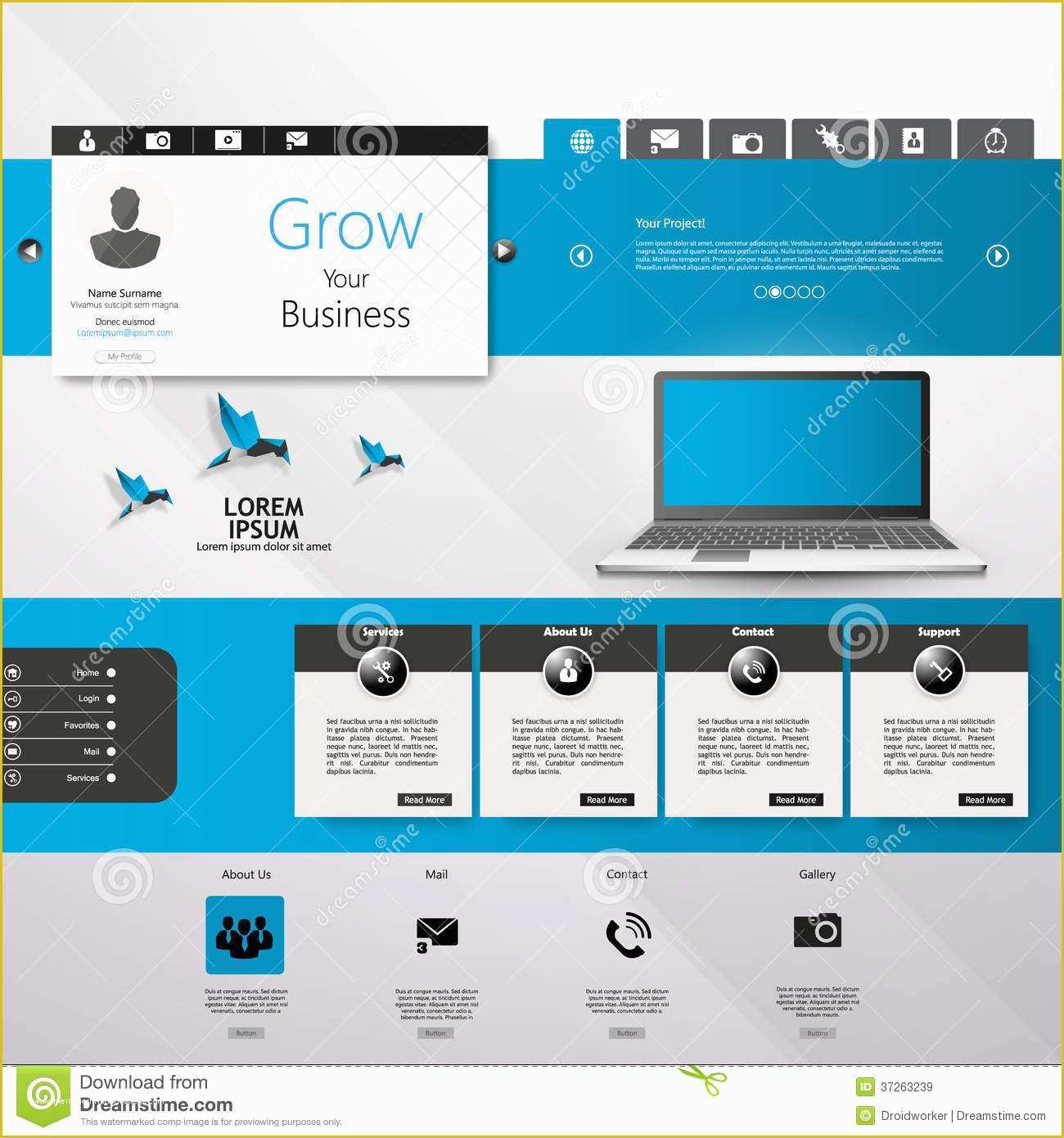 Free Bar Website Template Of Website Ui Elements Gray and Blue Navigation Bar buttons