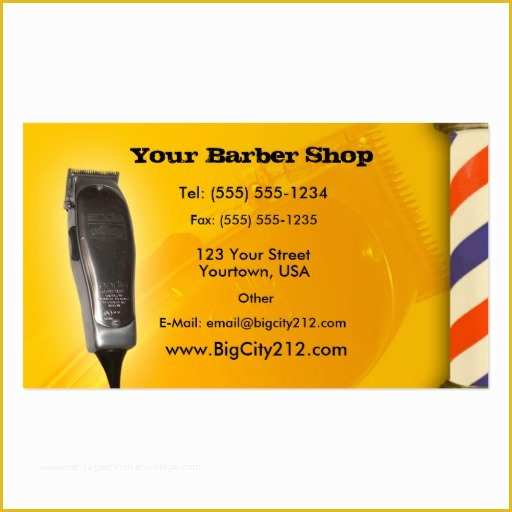 Free Barber Business Card Template Of Barber Shop Yellow Design Double Sided Standard Business