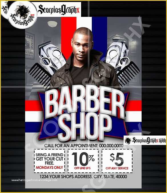 Free Barber Shop Template Psd Of 22 Best Barbershop Flyer Templates &amp; Designs Psd Ai