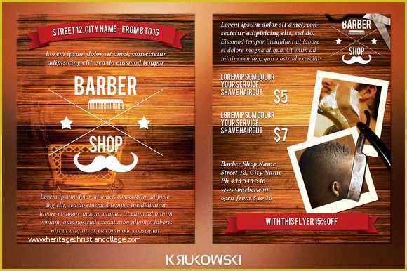 Free Barber Shop Template Psd Of Barber Shop 2 Sided Flyer Flyer Templates On Creative Market