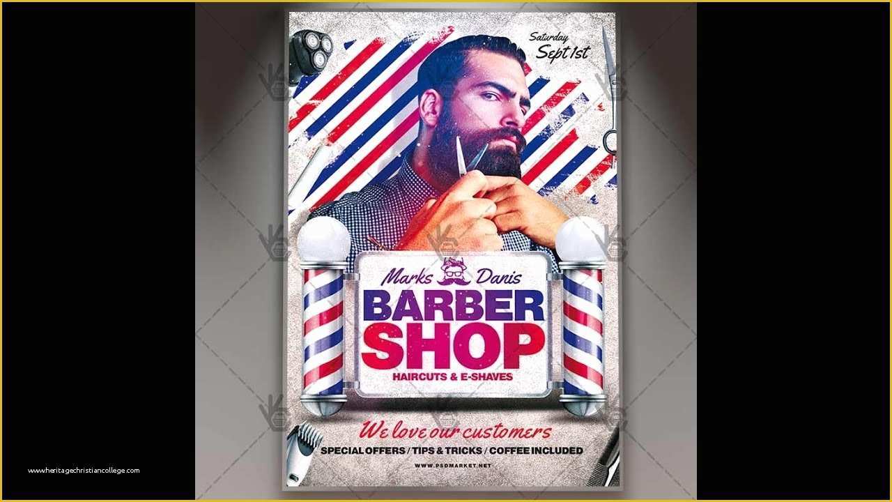 Free Barber Shop Template Psd Of Barber Shop Premium Flyer Psd Template