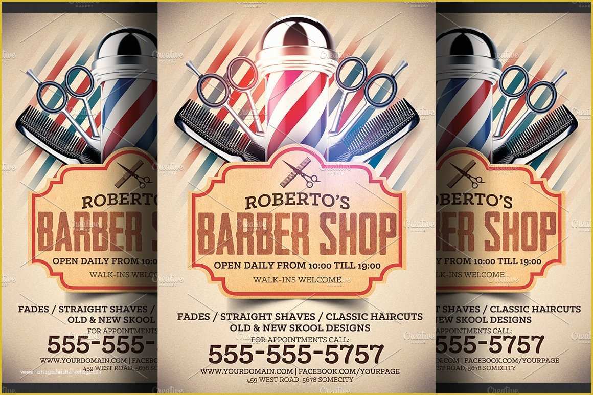 Free Barber Shop Website Template Of Barber Shop Flyer Template Flyer Templates Creative Market