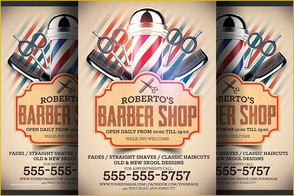 Free Barber Shop Website Template Of Barber Shop Flyer Template Flyer Templates On Creative