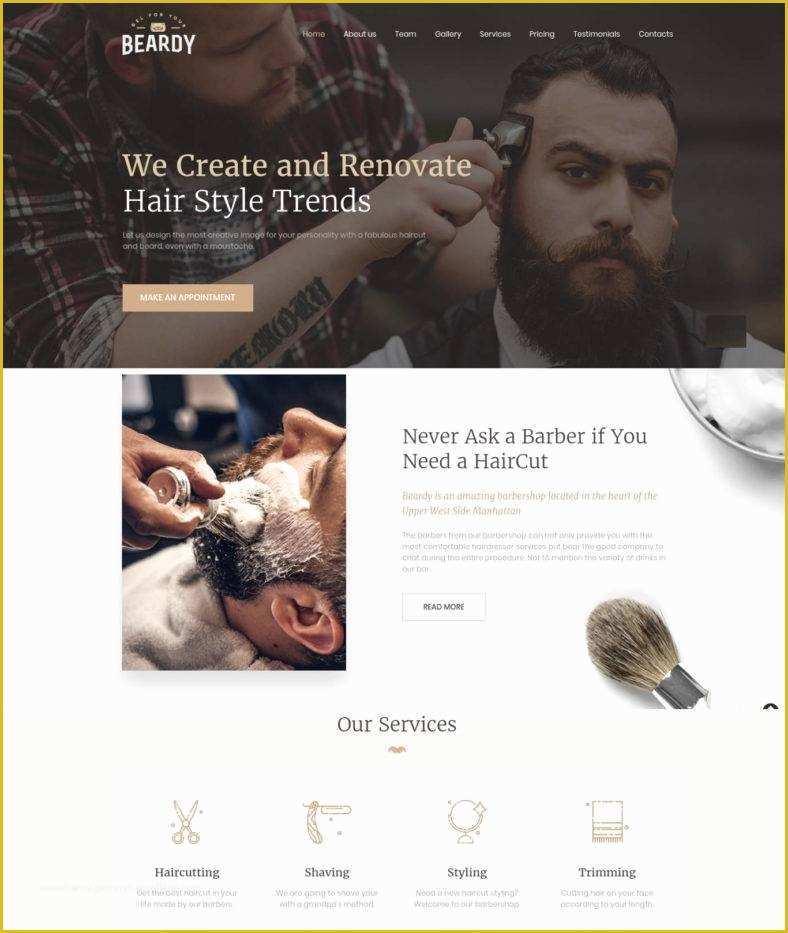 Free Barber Shop Website Template Of Barber Shop Website Templates & themes