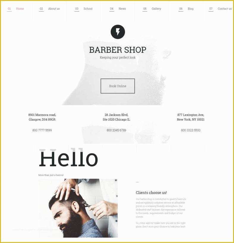 Free Barber Shop Website Template Of Barber Shop Website Templates & themes