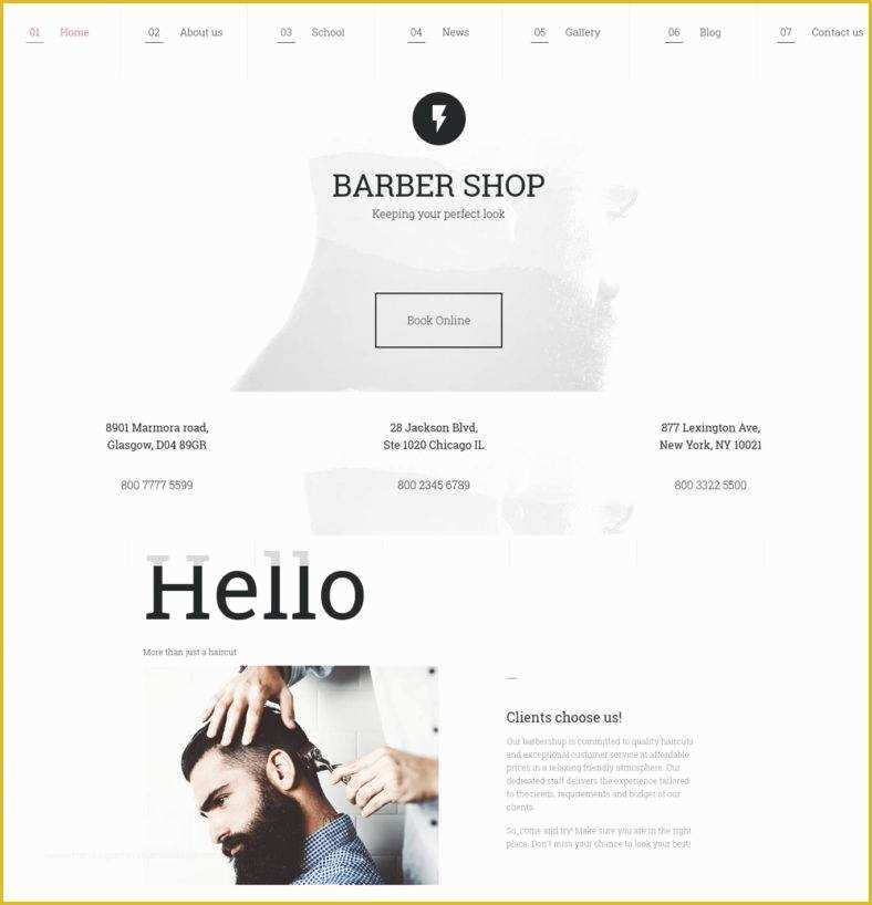 Free Barber Shop Website Template Of Barber Shop Website Templates &amp; themes