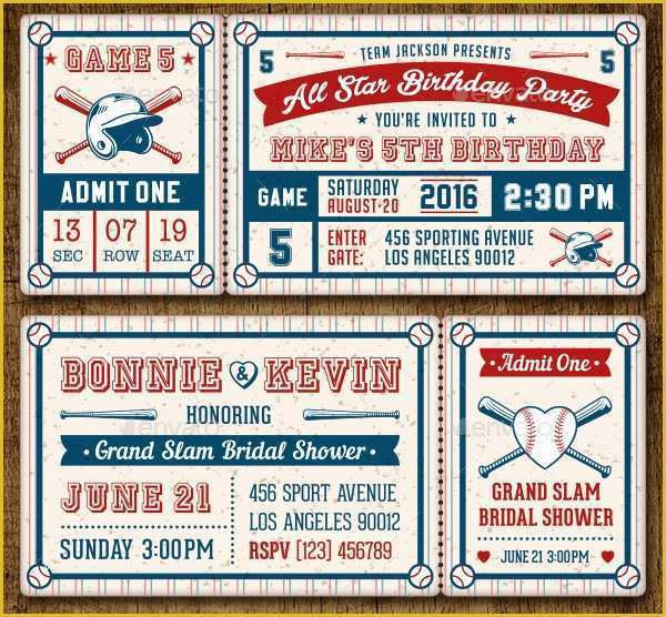 Free Baseball Ticket Template Of 31 Party Invitations Free Psd Ai Eps Vector format