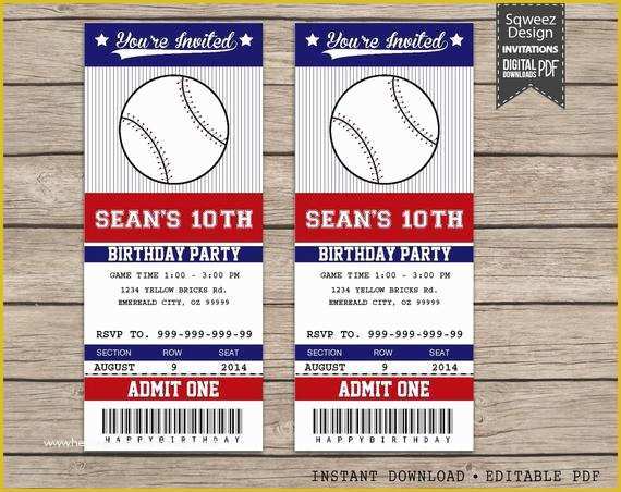 Free Baseball Ticket Template Of Baseball Invitations Baseball Ticket Invitations Sport