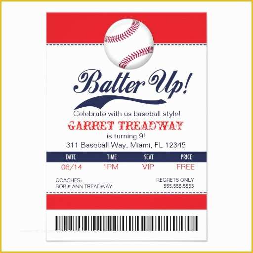 Free Baseball Ticket Template Of Personalized Baseball Invitations