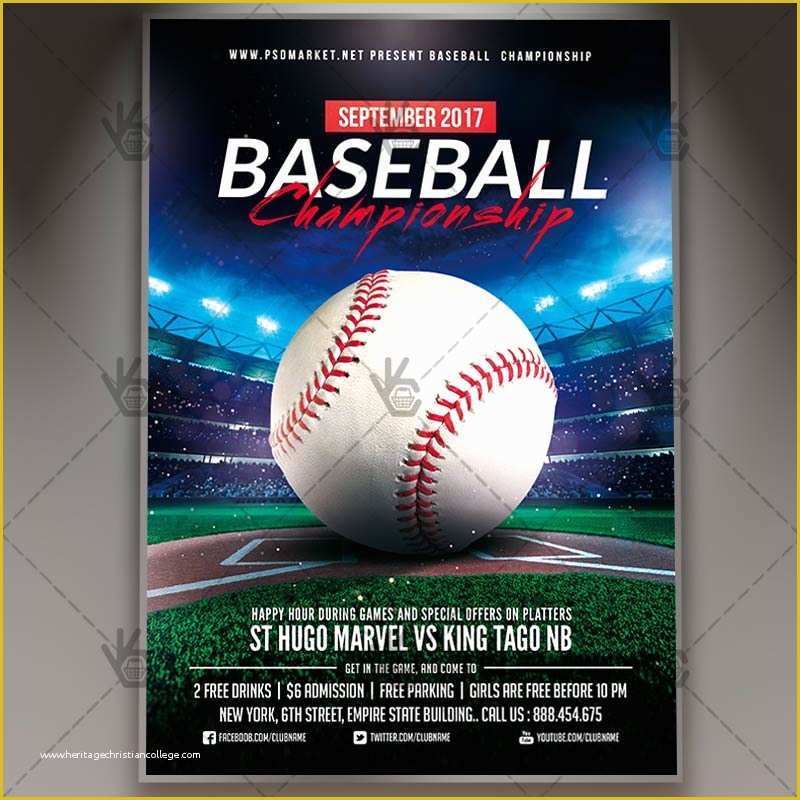 Free Baseball tournament Flyer Template Of Baseball Championship Premium Flyer Psd Template