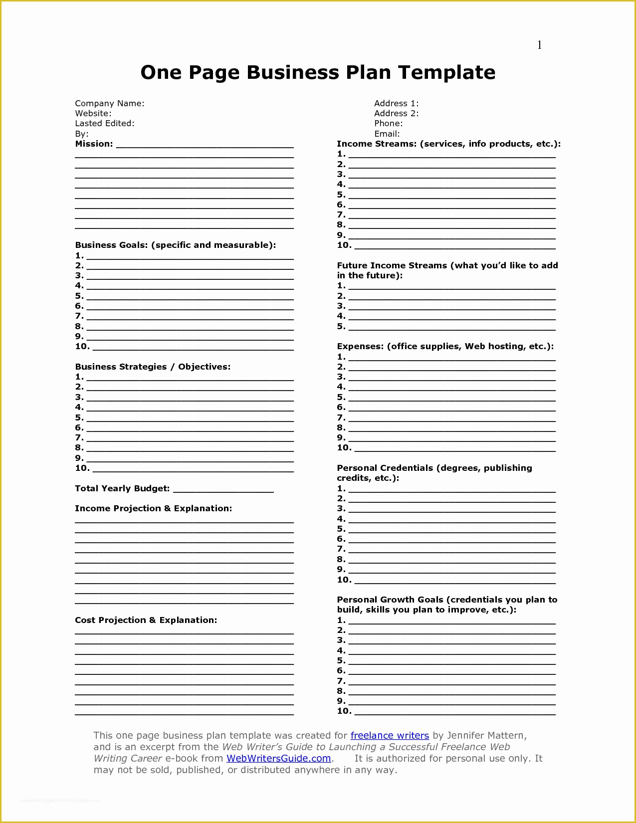 Free Basic Business Plan Template Download Of E Page Business Plan Template