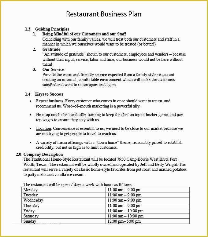 Free Basic Business Plan Template Download Of Restaurant Business Plan Template 12 Word Pdf Google
