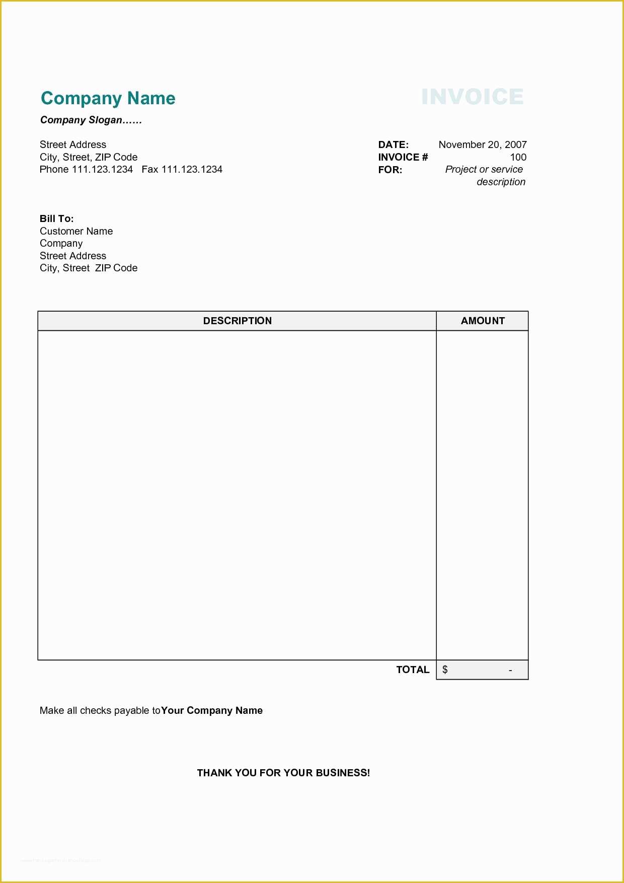 Free Basic Invoice Template Word Of 17 Best Photos Of Printable Mercial Invoice Sample