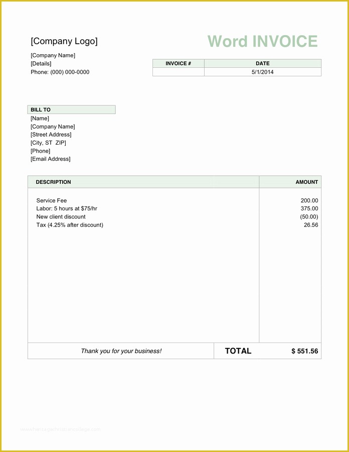 Free Basic Invoice Template Word Of Basic Invoice Template for Word In Word and Pdf formats