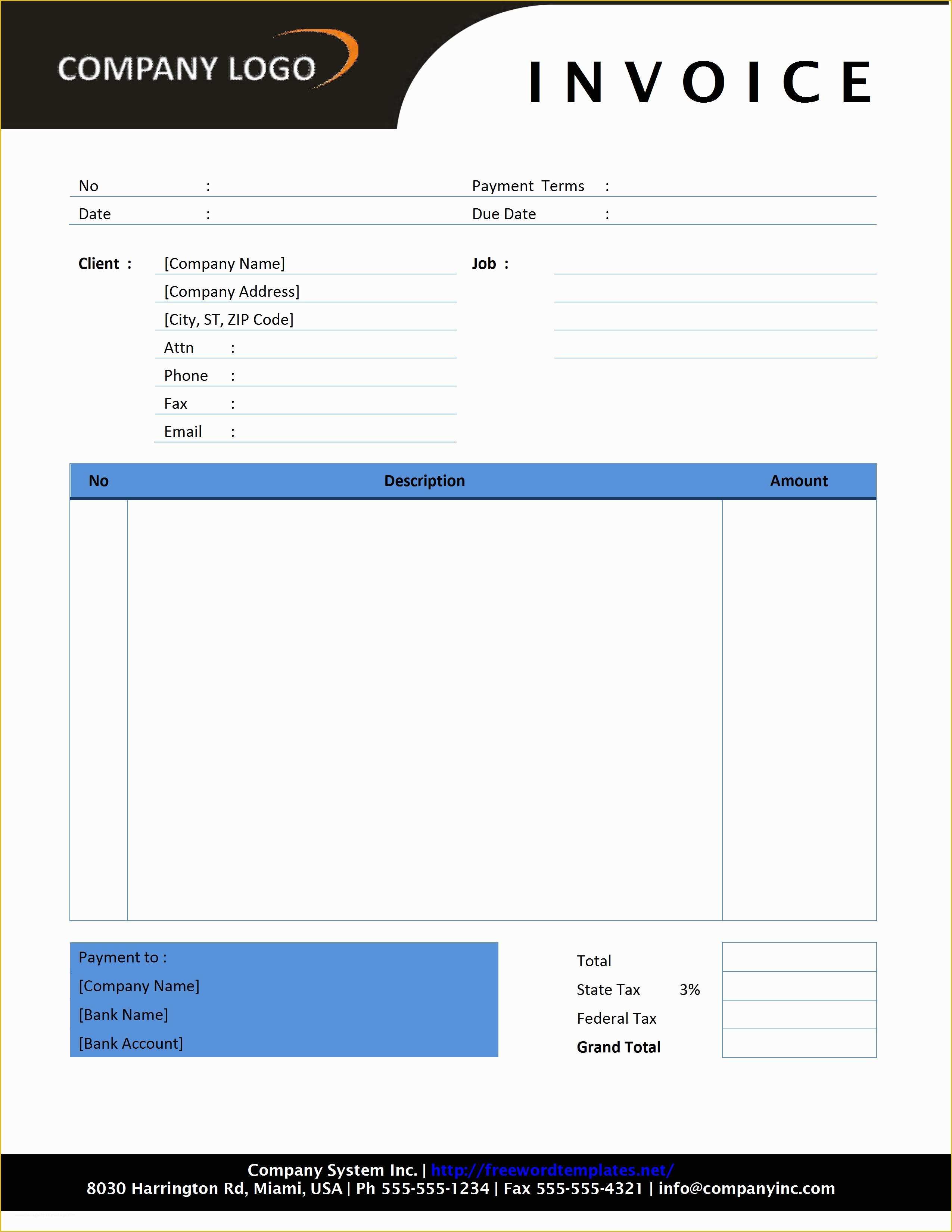 Free Basic Invoice Template Word Of Contractor Invoice Template