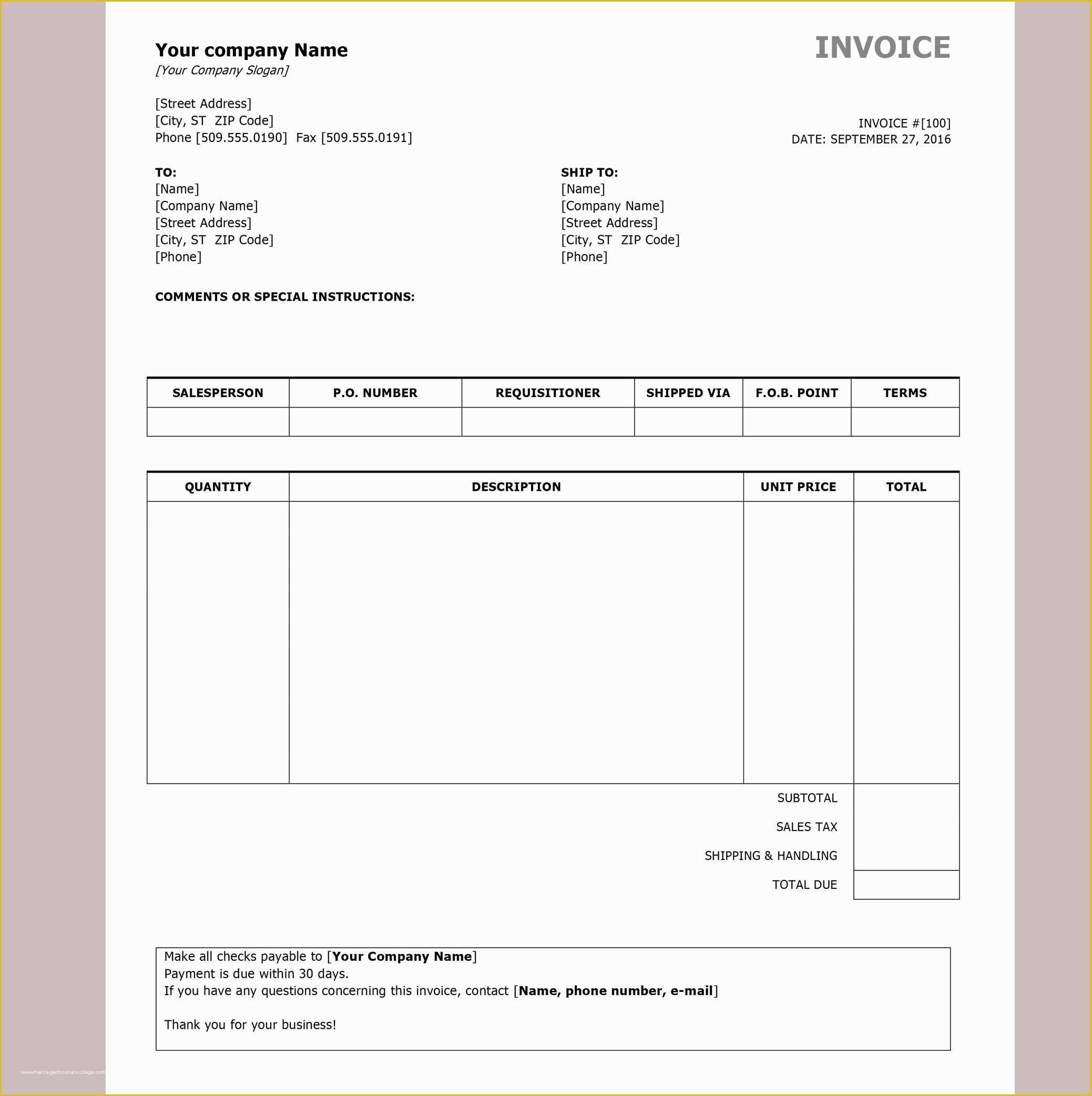 Free Basic Invoice Template Word Of Free Invoice Templates by Invoiceberry the Grid System
