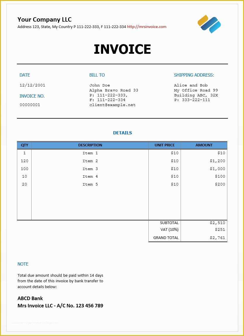 Free Basic Invoice Template Word Of Invoice Template Download Word Invoice Template Ideas