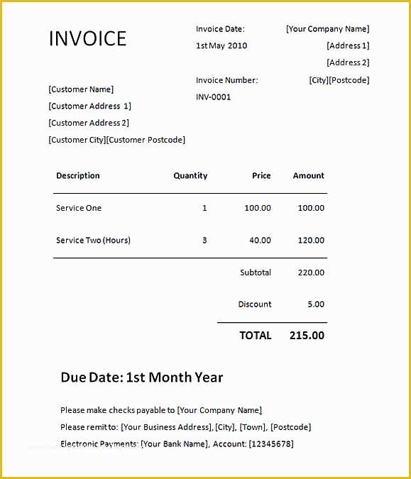 Free Basic Invoice Template Word Of Simple Invoice Template Word