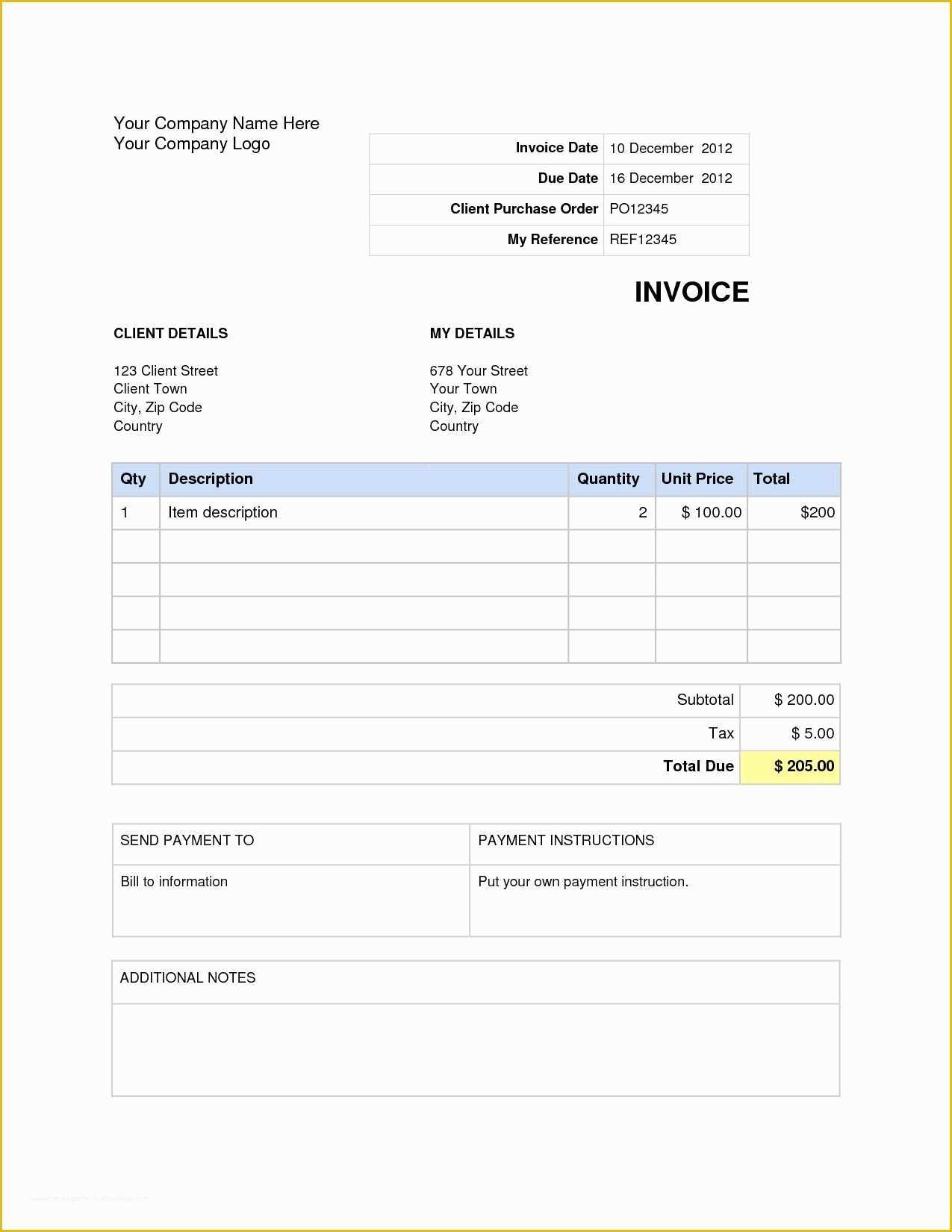 Free Basic Invoice Template Word Of Word Document Invoice Template Blank Invoice Template Word