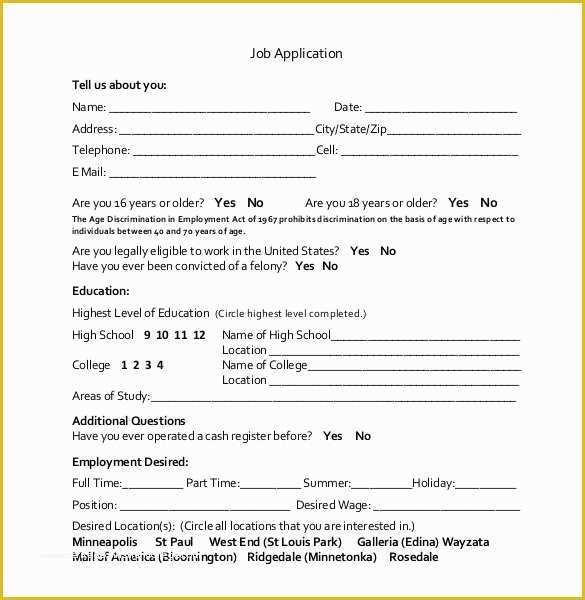 Free Basic Job Application Template Of 21 Employment Application Templates Pdf Doc